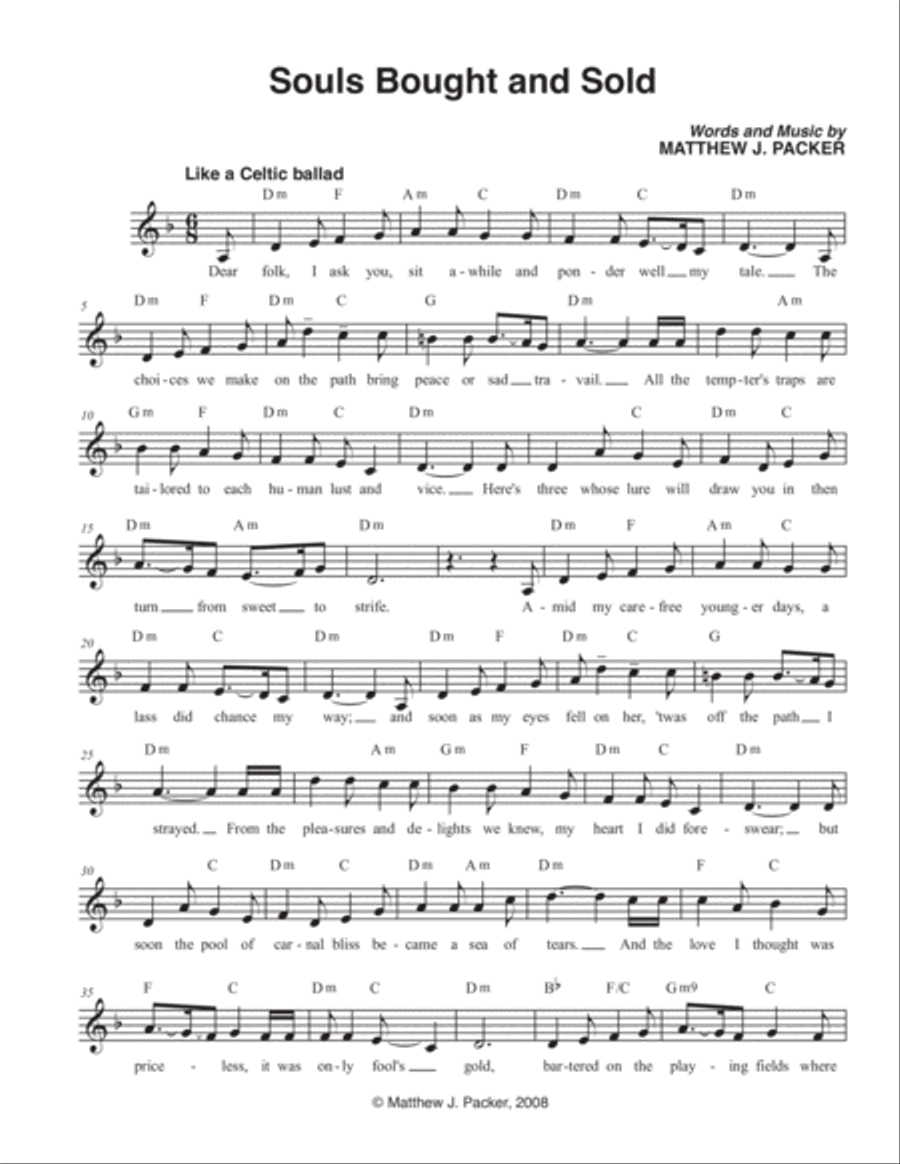 Souls Bought and Sold Voice scores gallery preview page 1