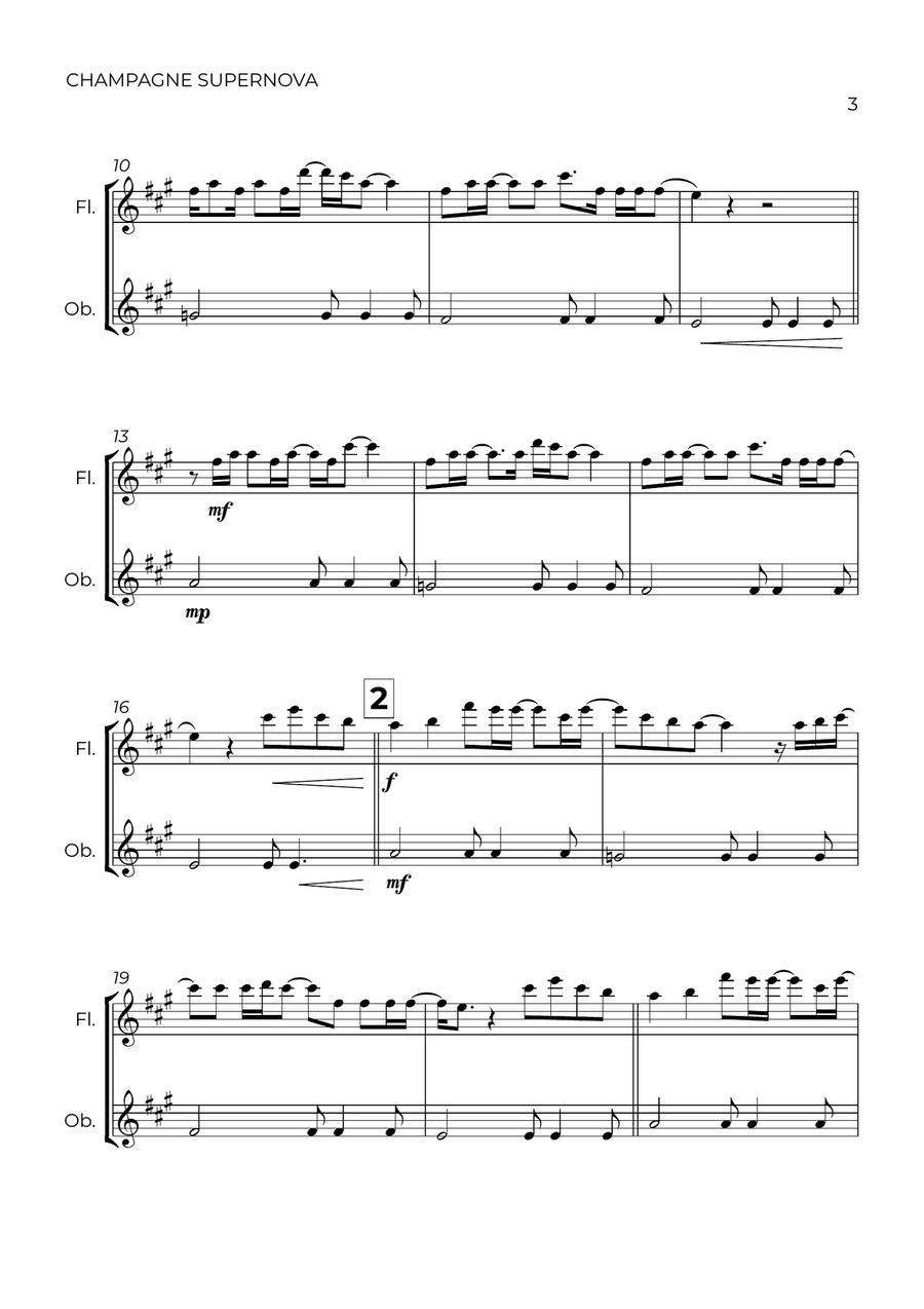 Champagne Supernova Woodwind Duet scores gallery preview page 3