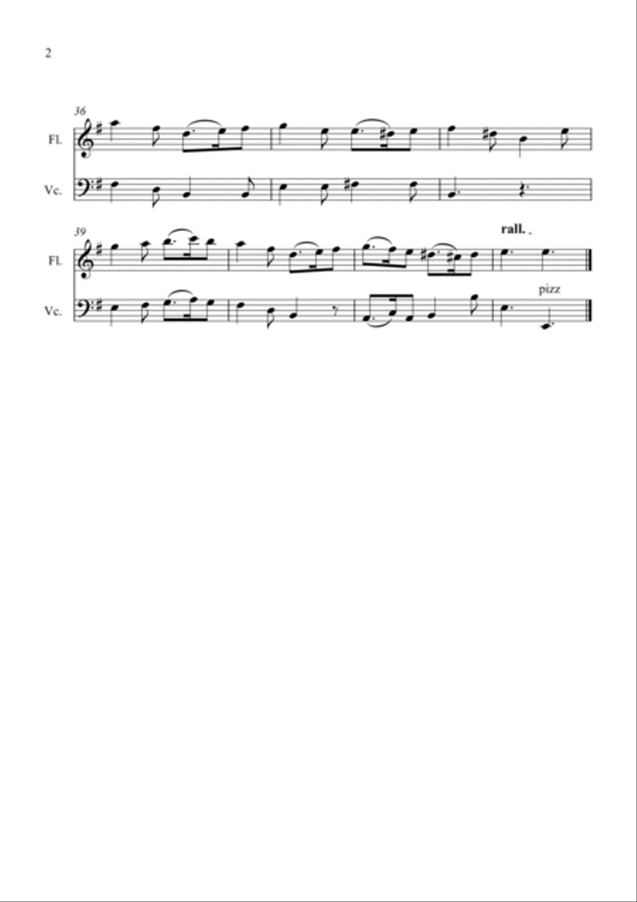 Greensleeves for Flute and Cello Duet Flute scores gallery preview page 2