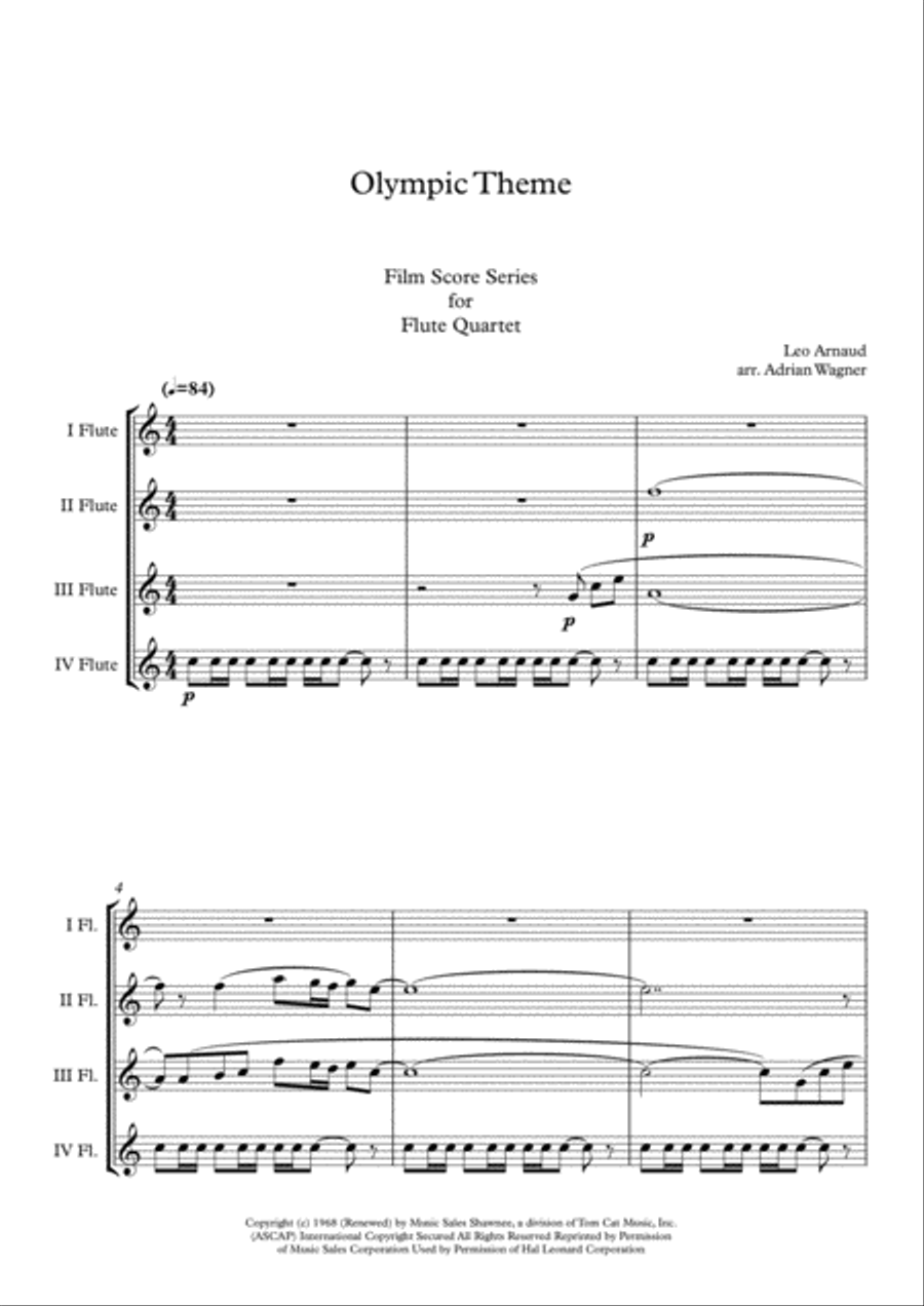Bugler's Dream (Olympic Fanfare) Flute Quartet scores gallery preview page 3