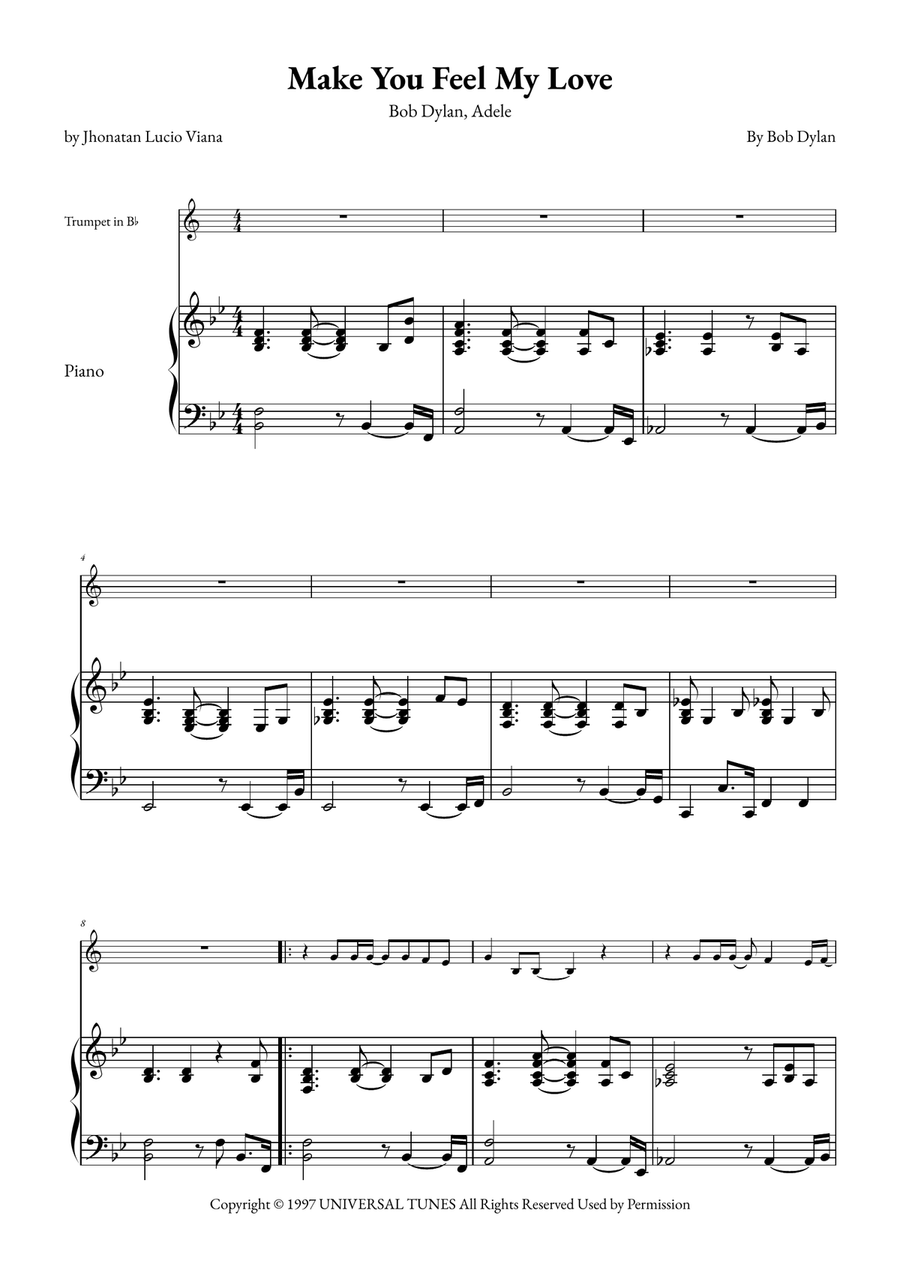 Make You Feel My Love B-Flat Trumpet scores gallery preview page 1