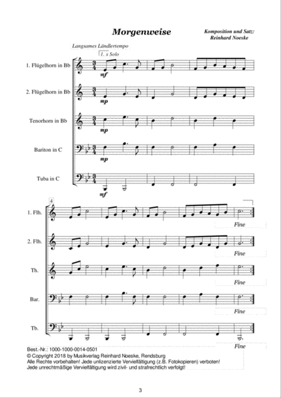 Acht Bläserweisen im alpenländischen Stil für Blechbläserquintett Brass Ensemble scores gallery preview page 5