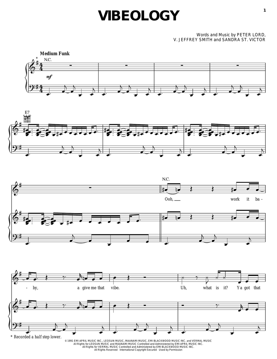 Vibeology Piano, Vocal, Guitar scores gallery preview page 1