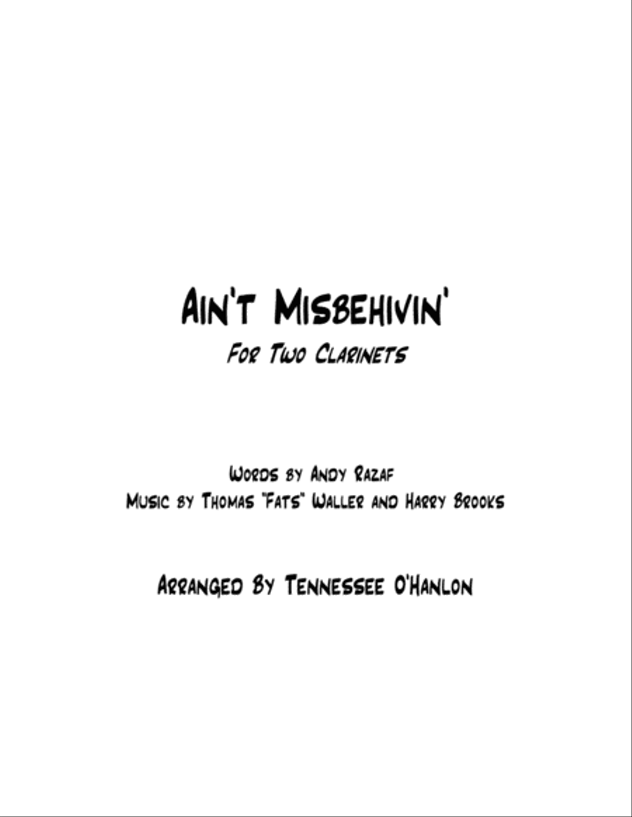 Ain't Misbehavin' Clarinet Duet scores gallery preview page 1