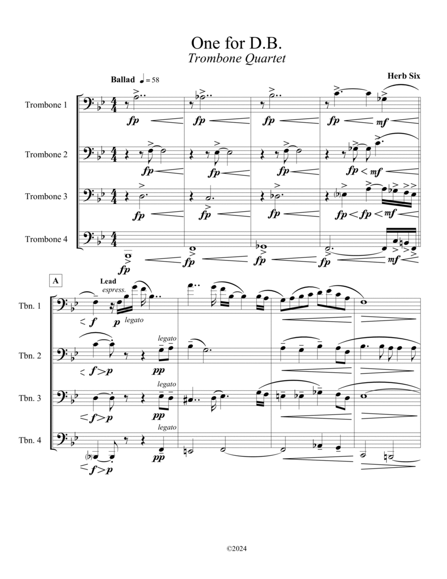 One for D.B. Brass Quartet scores gallery preview page 1