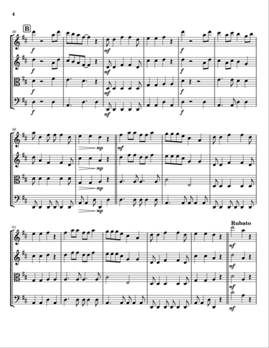Day-o (the Banana Boat Song) String Quartet scores gallery preview page 4
