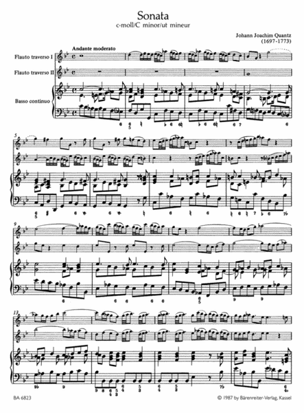 Sonate en trio en ut mineur for two Flutes and Basso continuo c minor