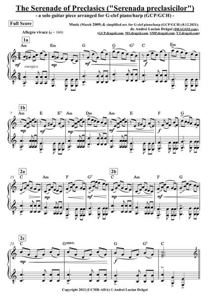 The Serenade of Preclasics ("Serenada preclasicilor") - arr. for G-clef piano/harp (GCP/GCH) (from m image number null