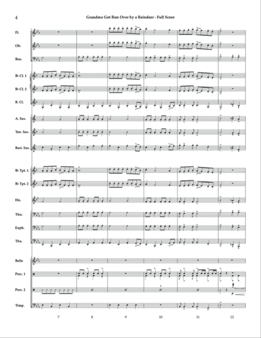 Grandma Got Run Over By A Reindeer Concert Band scores gallery preview page 6