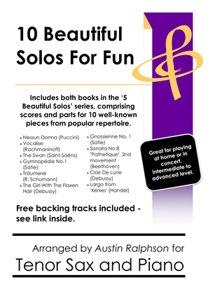 COMPLETE Book of 10 Beautiful Tenor Sax Solos for Fun - various levels with FREE BACKING TRACKS
