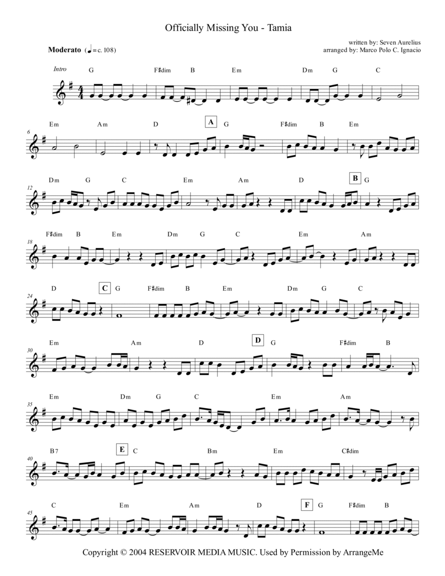 Officially Missing You Piano scores gallery preview page 1