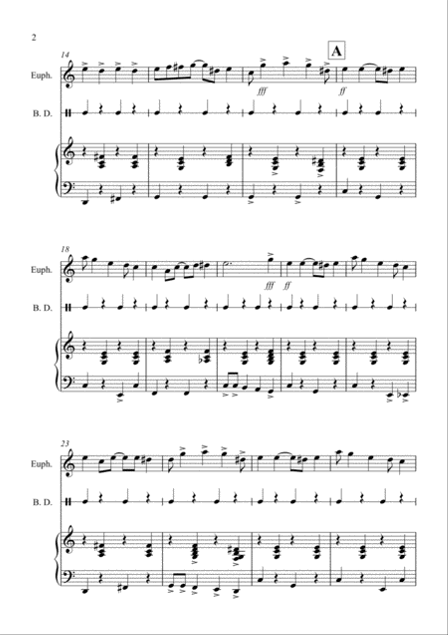 A Christmas Ragtime for Euphonium and Piano Small Ensemble scores gallery preview page 2