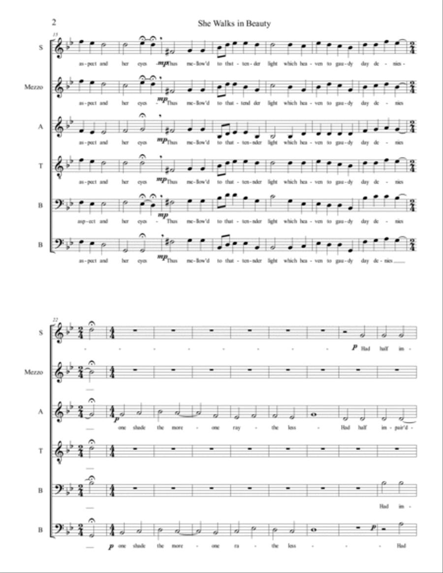 She Walks in Beauty She Walks in Beauty A Cappella scores gallery preview page 2