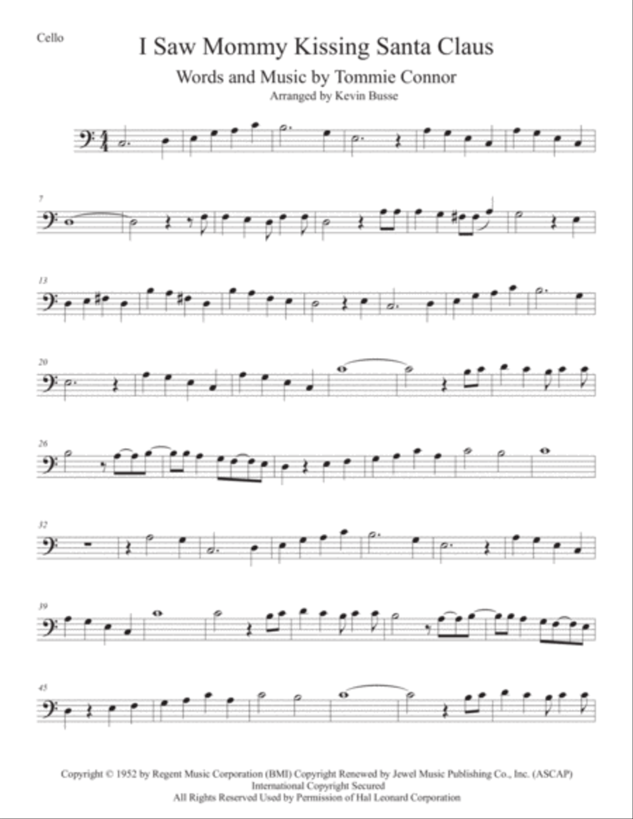 I Saw Mommy Kissing Santa Claus Cello Solo scores gallery preview page 1