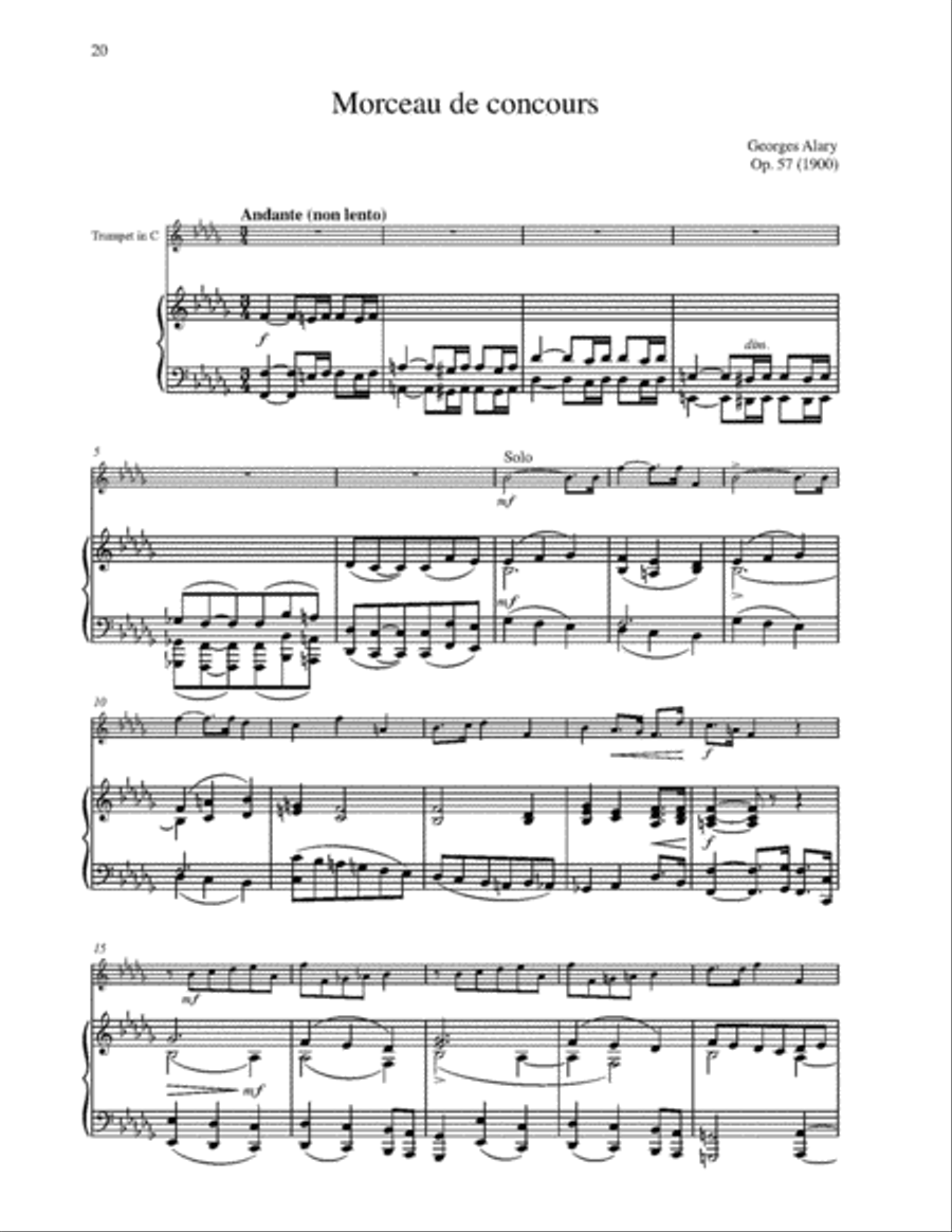 Contest Pieces for Trumpet or Cornet and Piano Cornet scores gallery preview page 7