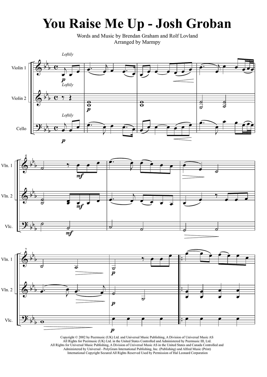 You Raise Me Up You Raise Me Up String Trio scores gallery preview page 1