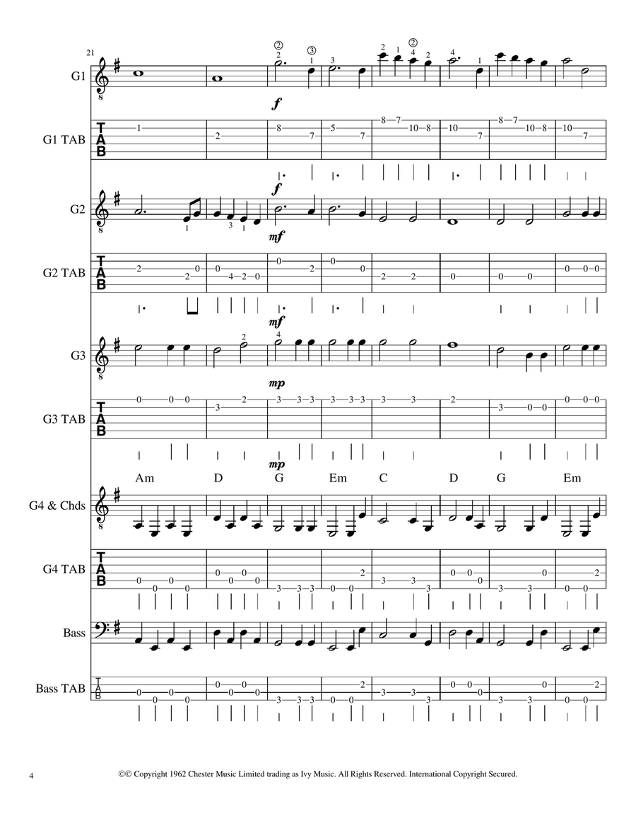 Telstar Guitar Ensemble scores gallery preview page 4