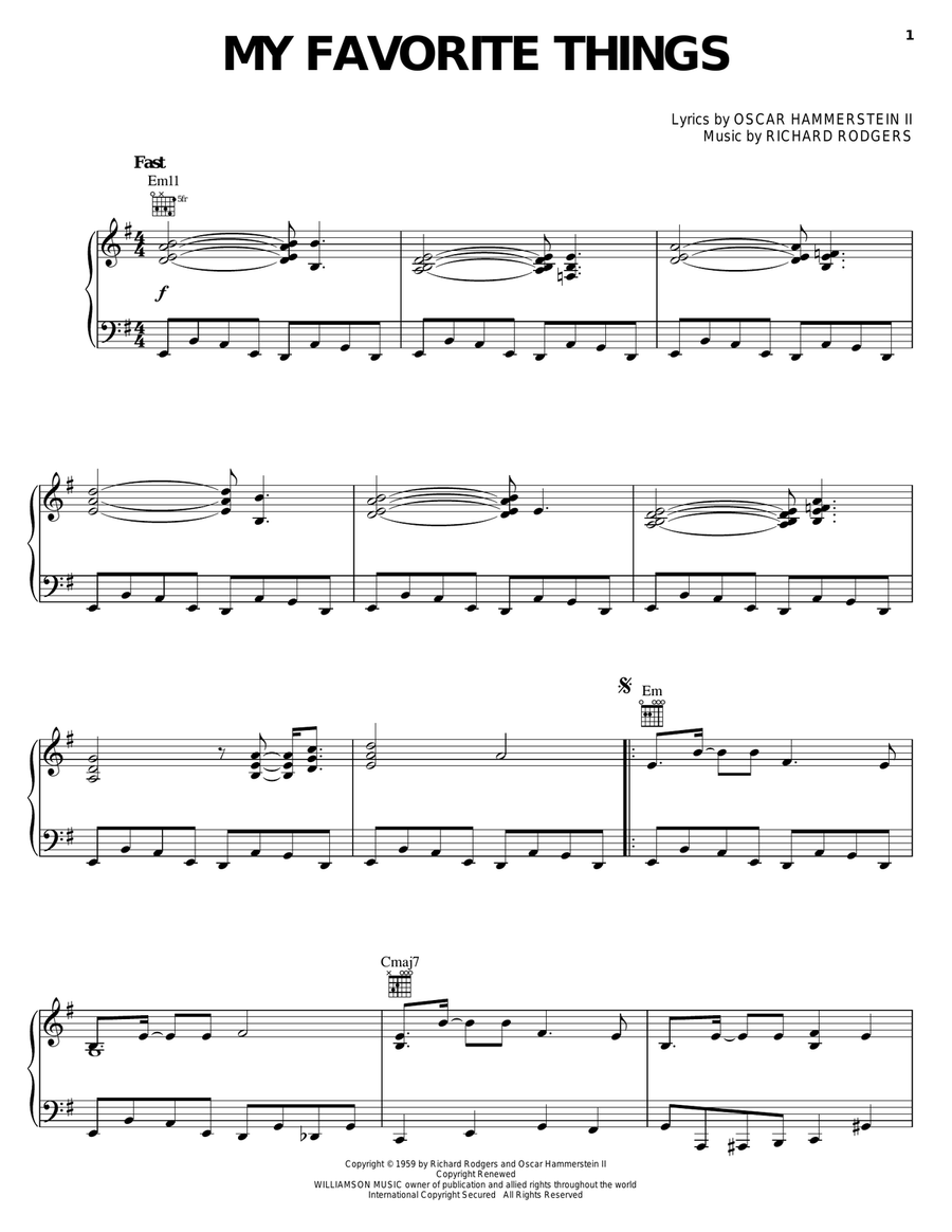 My Favorite Things Piano, Vocal, Guitar scores gallery preview page 1