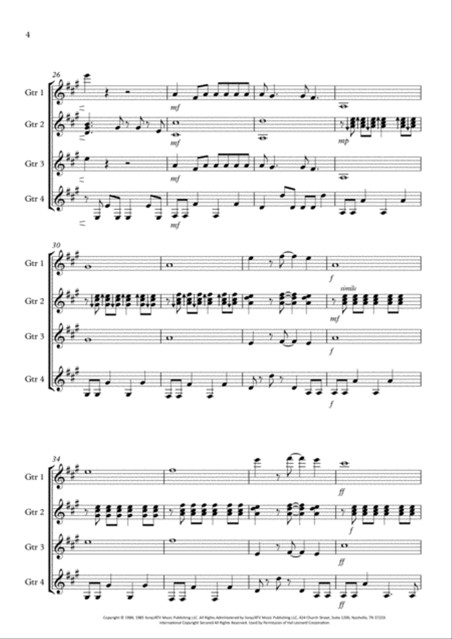 Take On Me Guitar Ensemble scores gallery preview page 4
