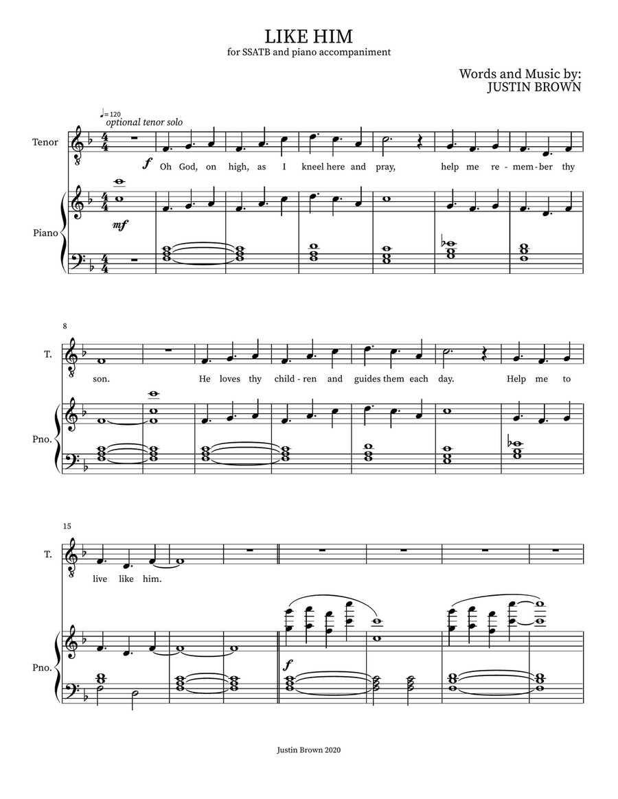 Like Him 4-Part scores gallery preview page 1