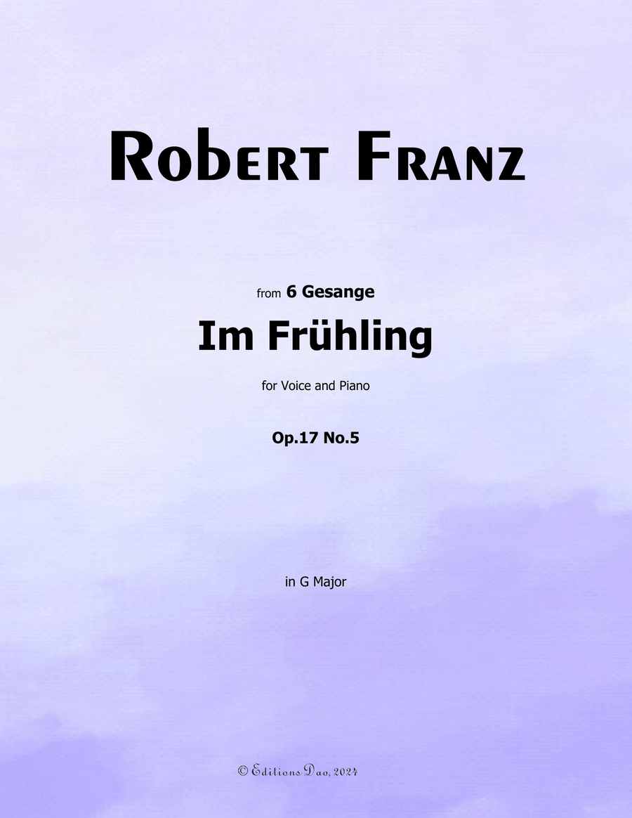 Im Fruhling, by Robert Franz, in G Major Voice scores gallery preview page 1