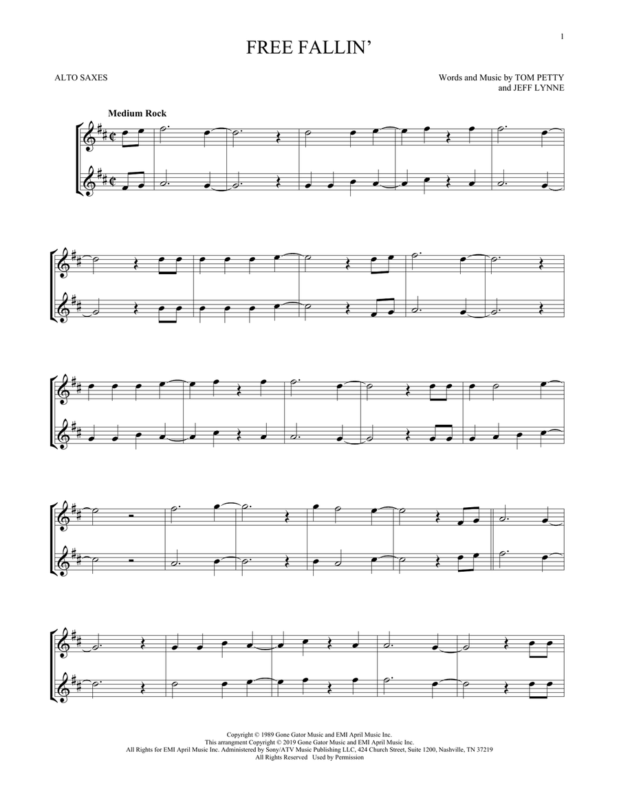 Free Fallin' Free Fallin' Woodwind Duet scores gallery preview page 1
