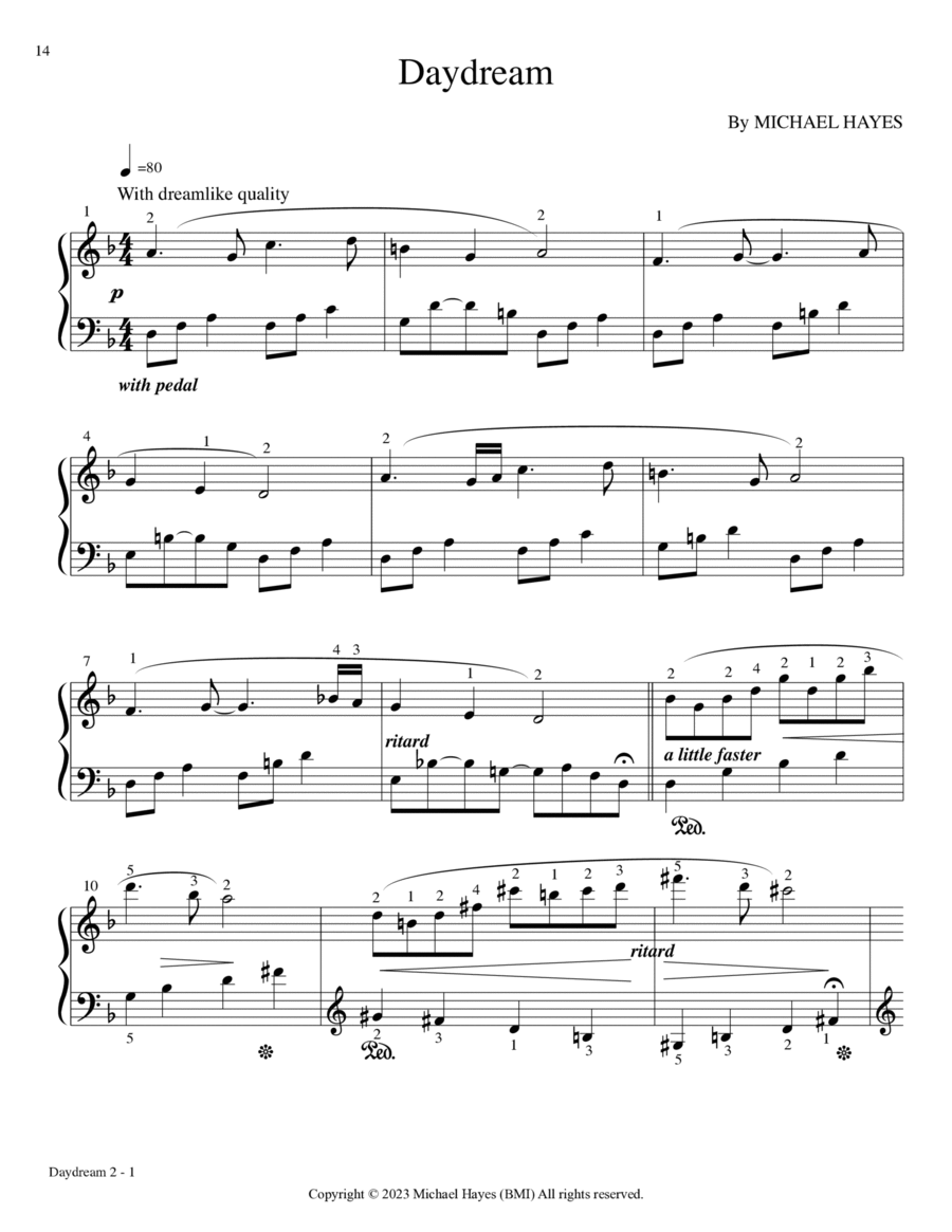 Daydream - From 24 Short Piano Pieces in All Keys Piano Solo scores gallery preview page 1