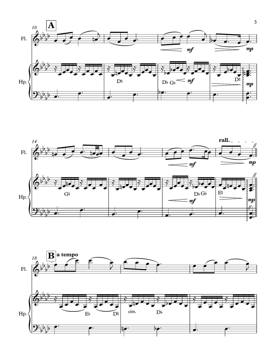 CAVATINA FOR FLUTE AND HARP Flute scores gallery preview page 3