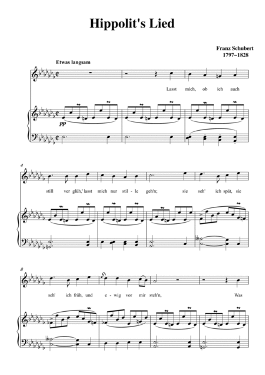 Schubert-Hippolit's Lied in #G minor,for Vocal and Piano Voice scores gallery preview page 2