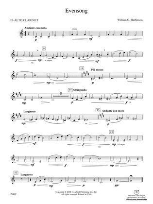 Evensong: (wp) E-flat Alto Clarinet