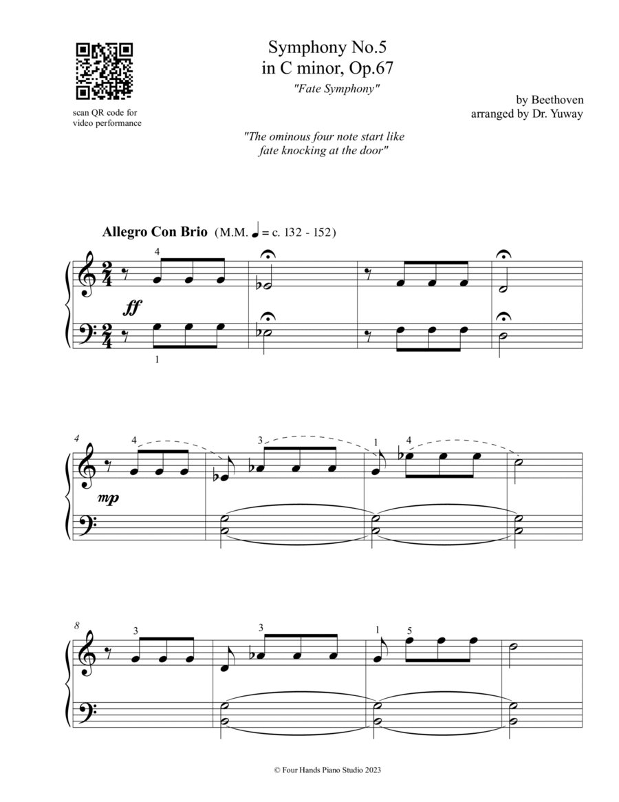 Symphony No.5, Op. 67 (Fate Symphony) Piano Method scores gallery preview page 1