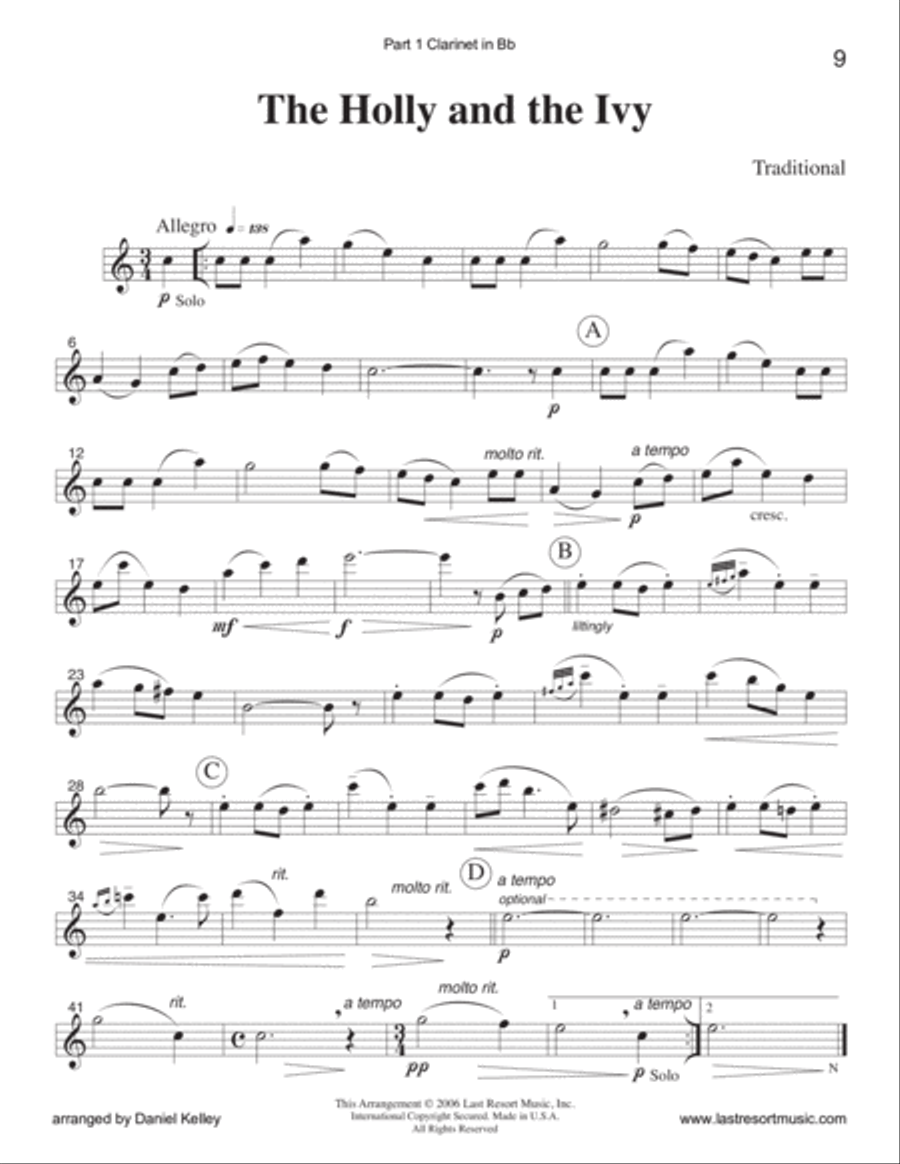 Holly and the Ivy, The for Woodwind Trio or Clarinet Trio Clarinet Trio scores gallery preview page 4