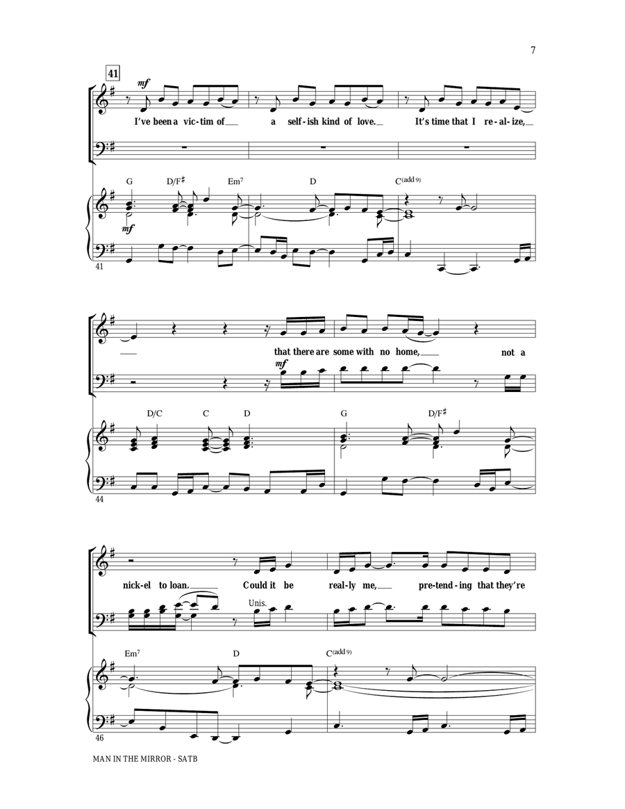 Man In The Mirror (arr. Ed Lojeski) 4-Part scores gallery preview page 6