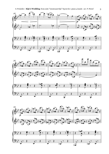 Prokofiev - Kije's Wedding from ''Lieutenant Kije'' Op. 60 - 1 piano 4 hands image number null