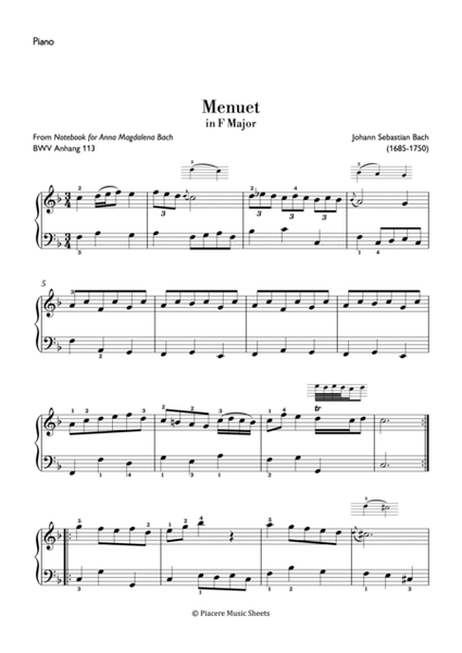 J.S. Bach - Menuet in F Major (BWV 113) - Intermediate image number null