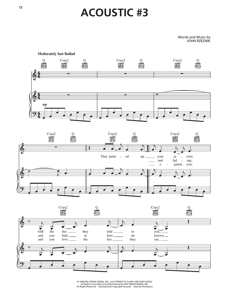Acoustic #3 Acoustic #3 Piano, Vocal, Guitar scores gallery preview page 1