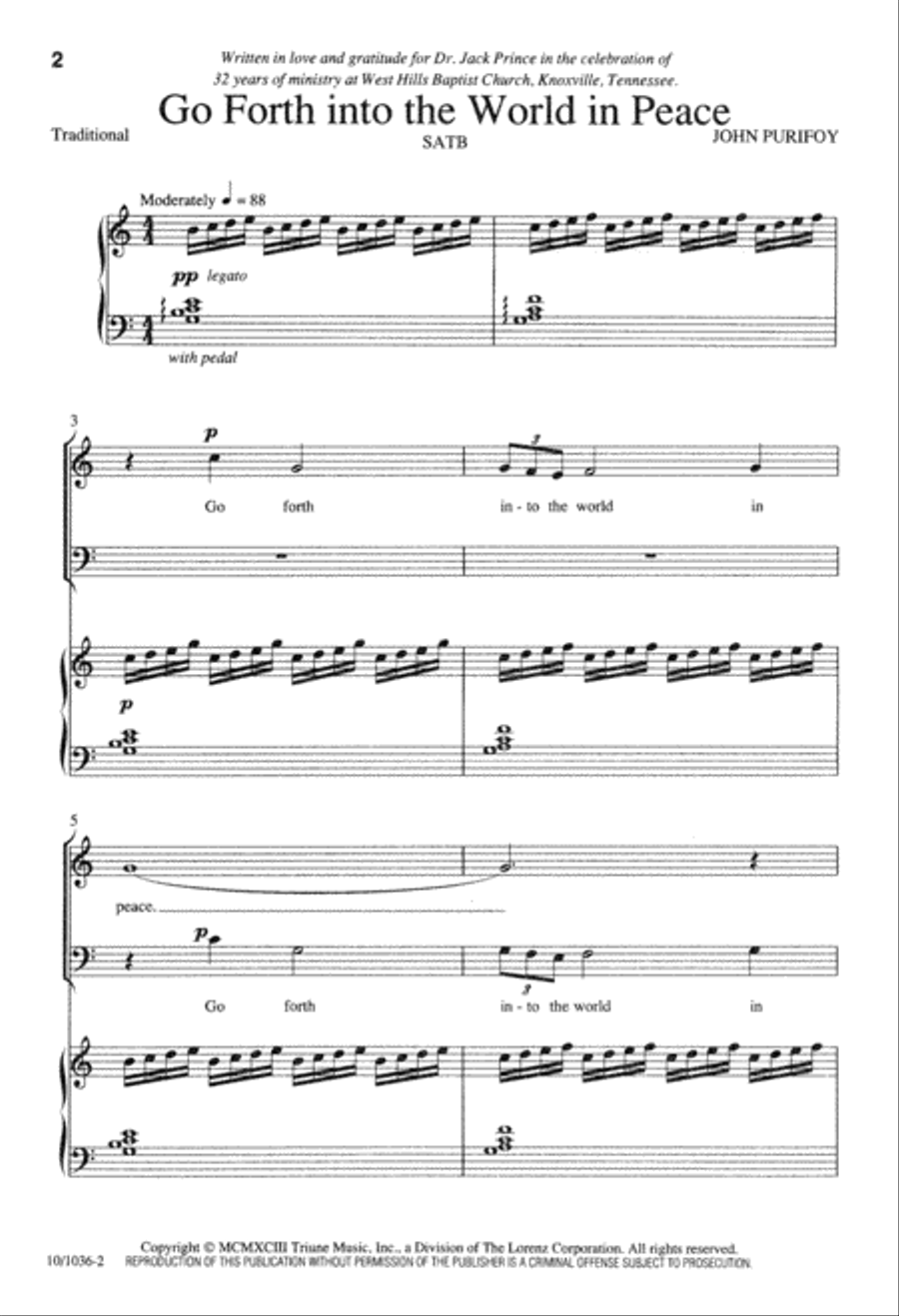 Go Forth Into the World in Peace 4-Part scores gallery preview page 2