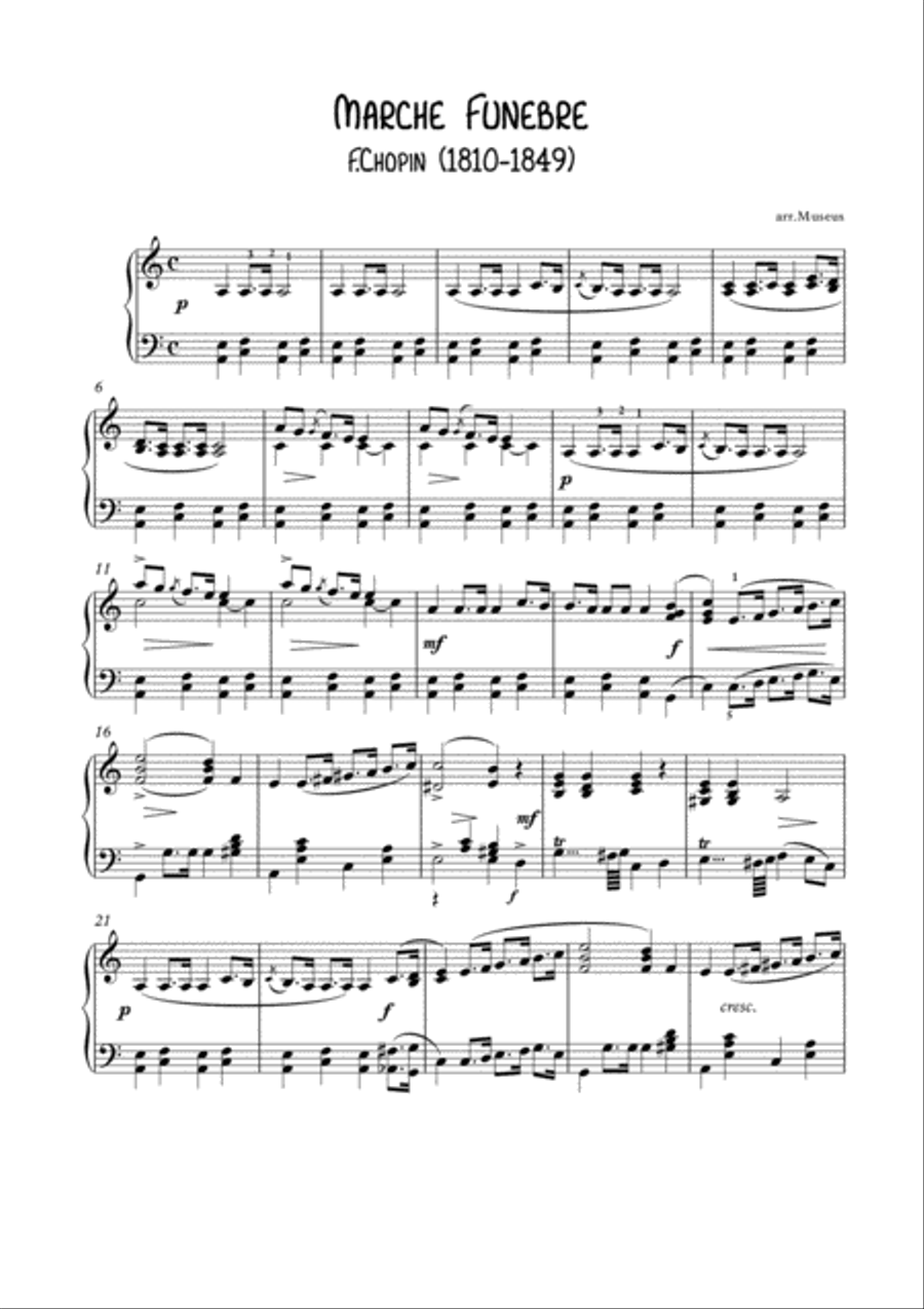 Marche Funebre by F.Chopin Piano Solo scores gallery preview page 1