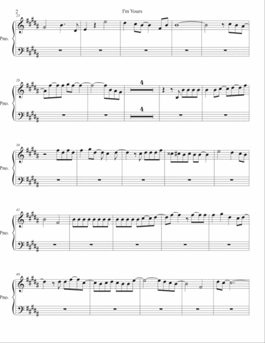 I'm Yours Easy Piano scores gallery preview page 2