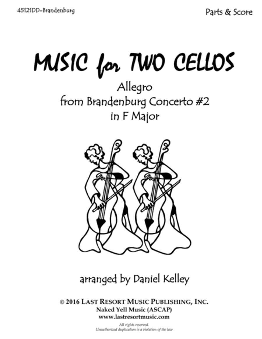 Allegro from Brandenburg Concerto #2 in F Major for Cello Duet (Music for Two Cellos) String Duet scores gallery preview page 2