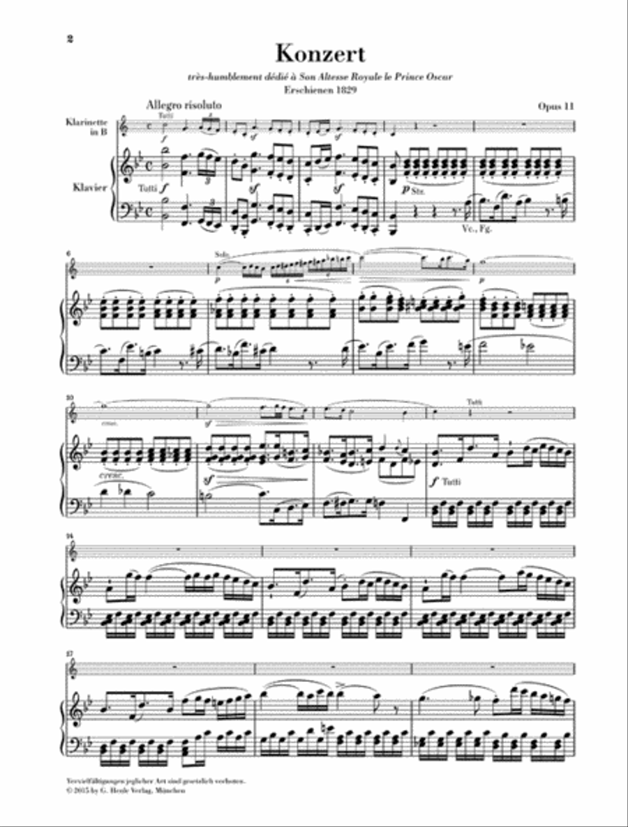 Clarinet Concerto in B-flat Major, Op. 11 Clarinet Solo scores gallery preview page 2