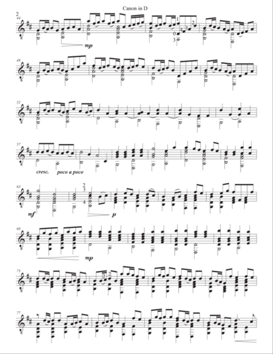 Pachelbel Canon in D for Flute or Violin or Mandolin and Guitar Chamber Music scores gallery preview page 5
