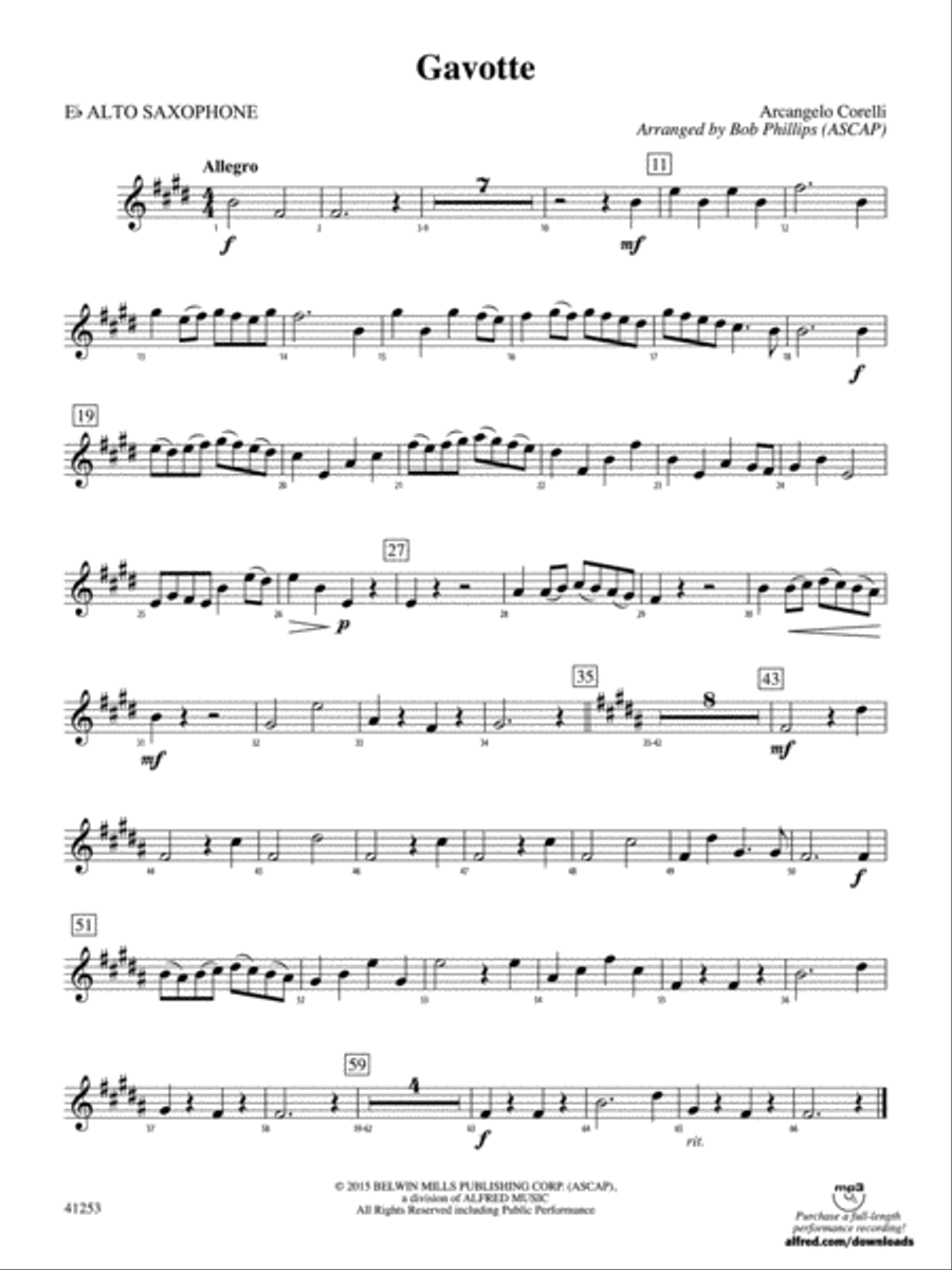 Gavotte: E-flat Alto Saxophone Full Orchestra scores gallery preview page 1