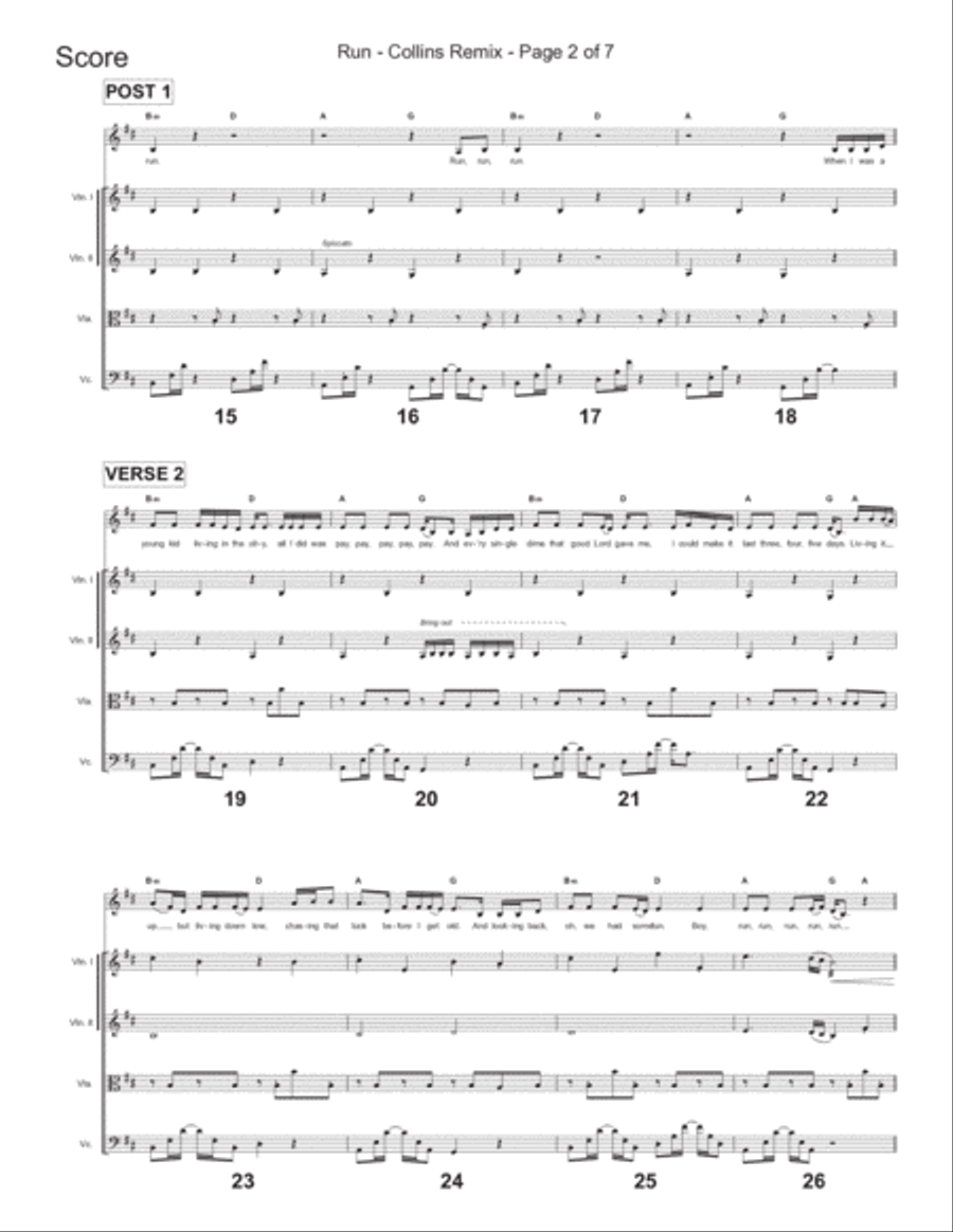 Run - Score Only String Quartet scores gallery preview page 2