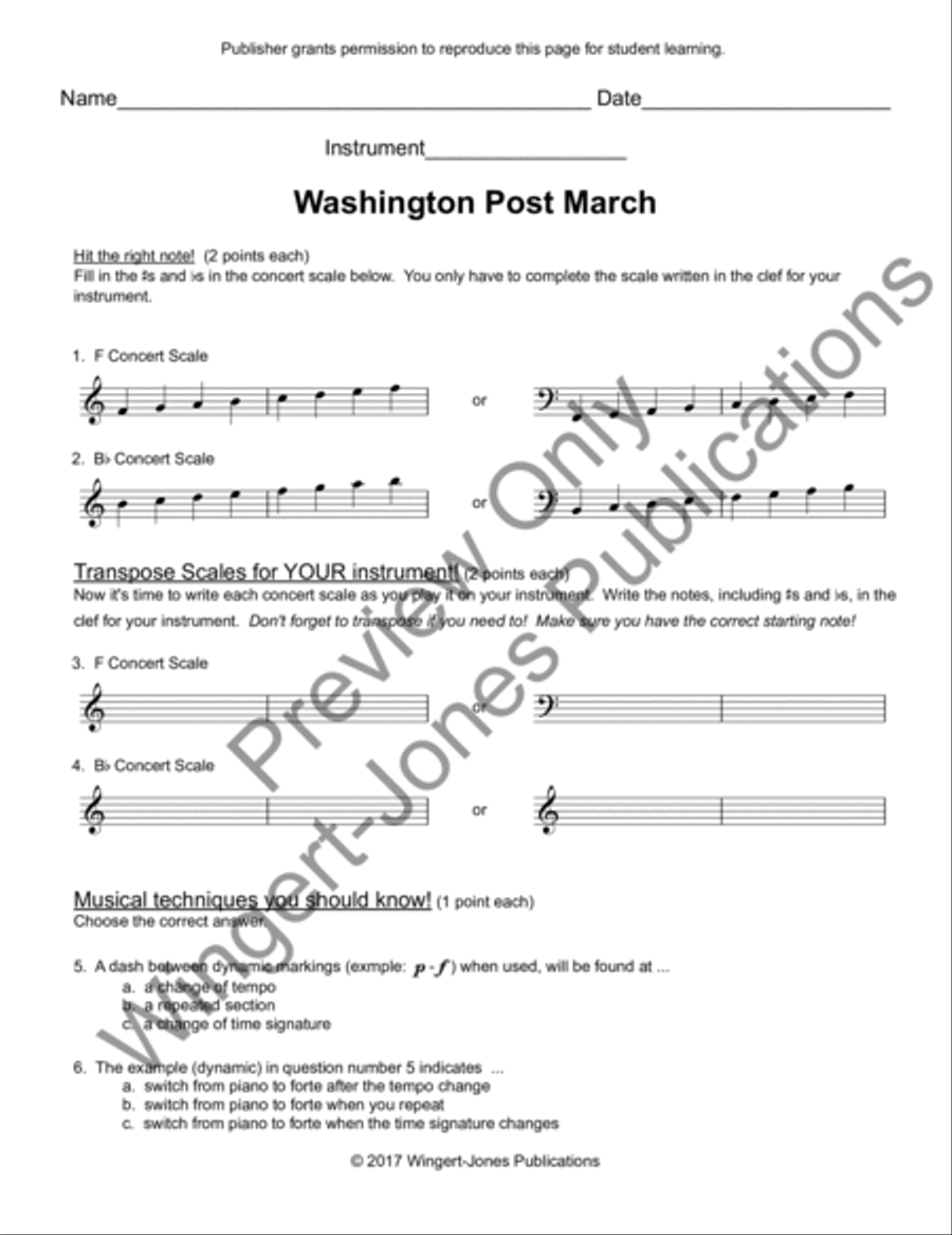 Washington Post March Concert Band scores gallery preview page 16