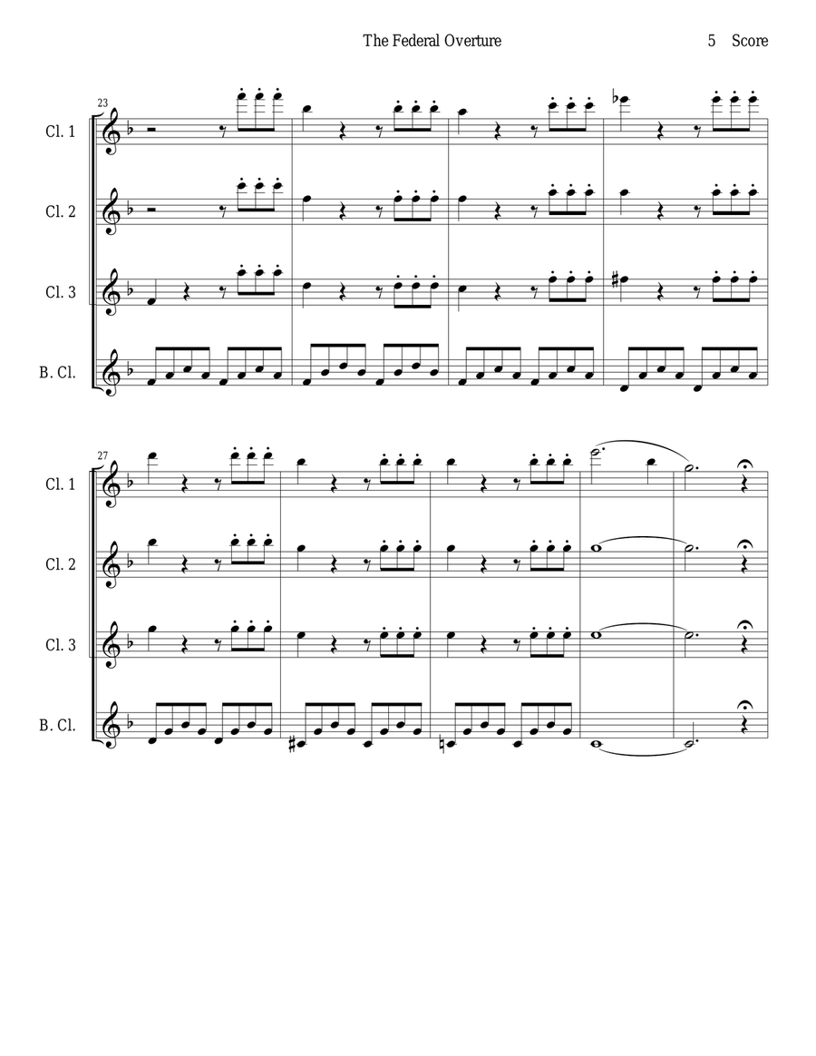 1794! Federal Overture for Clarinet Quartet Clarinet Quartet scores gallery preview page 5