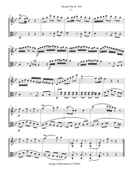 Mozart: Duo K. 424 for Violin & Viola image number null