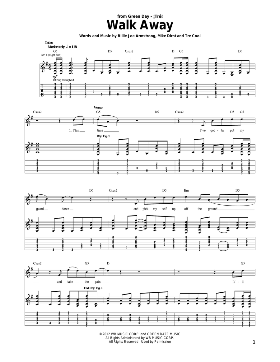Walk Away Walk Away Acoustic Guitar scores gallery preview page 1