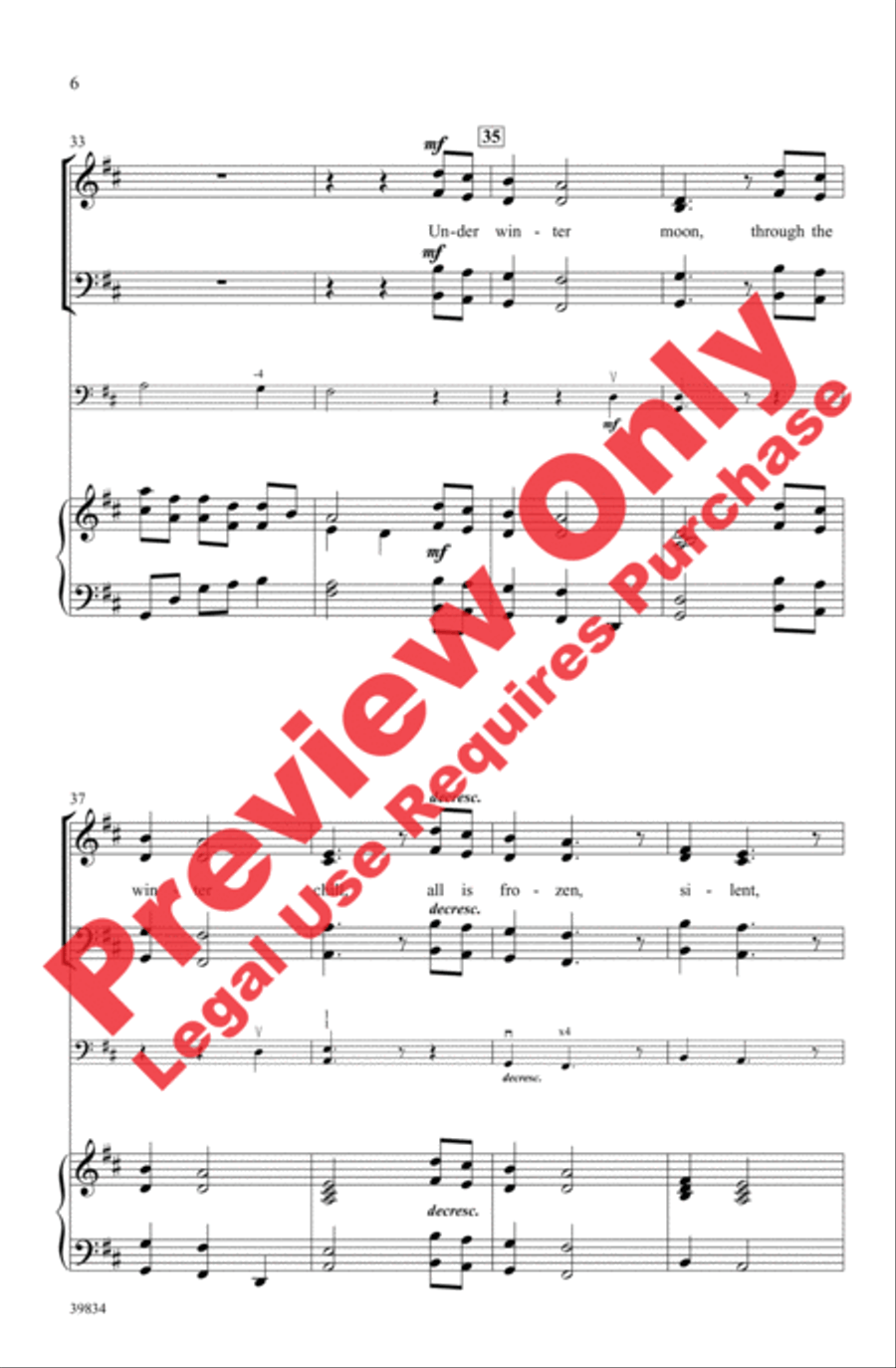 Under Winter Moon Under Winter Moon 4-Part scores gallery preview page 6