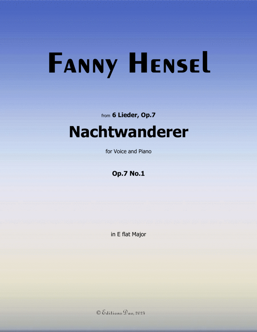 Nachtwanderer, by Fanny Hensel, in E flat Major Voice scores gallery preview page 1